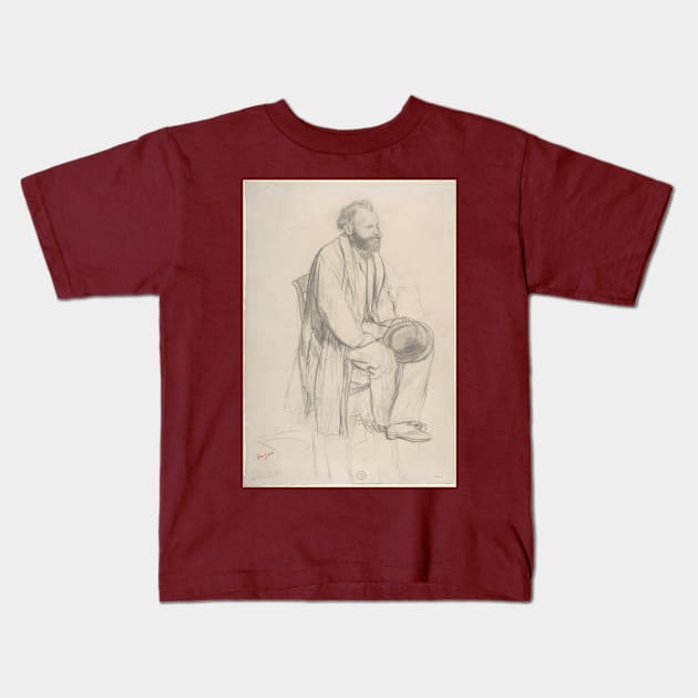 Édouard Manet, Seated, Holding His Hat Kids T-Shirt by EdgarDegas